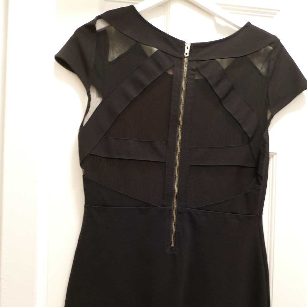 Black Bodycon Mini Dress with Mesh Back Cutouts - Picture 7 of 8
